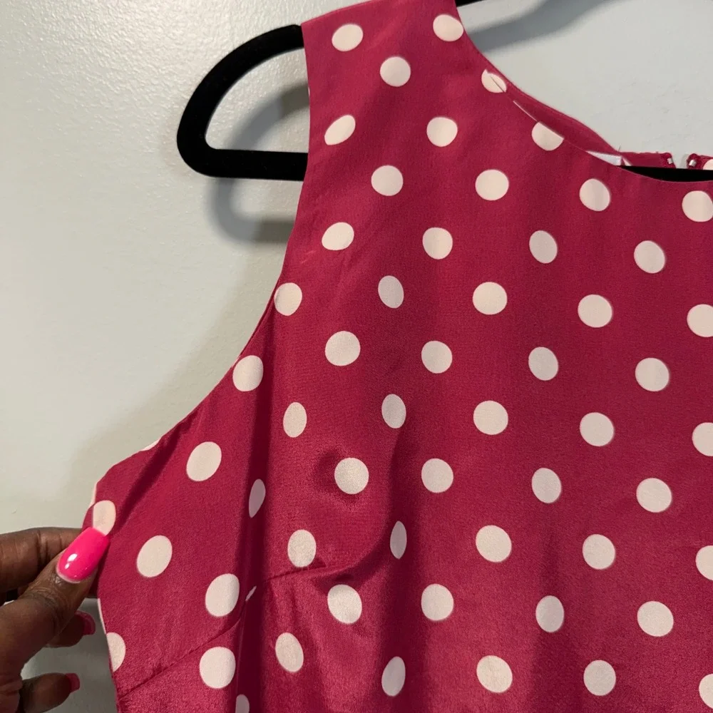 Leslie‎ Fay Vintage Polka Dot Dress and Jacket Set Raspberry Pink Womens 14P